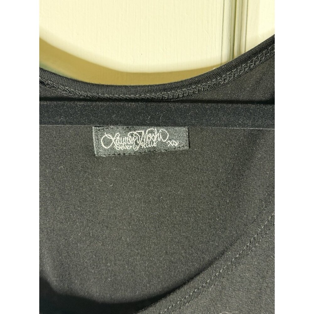 Lauren Moshi Tank Top w/lace sides and back black size XS NEW - Picture 5 of 5